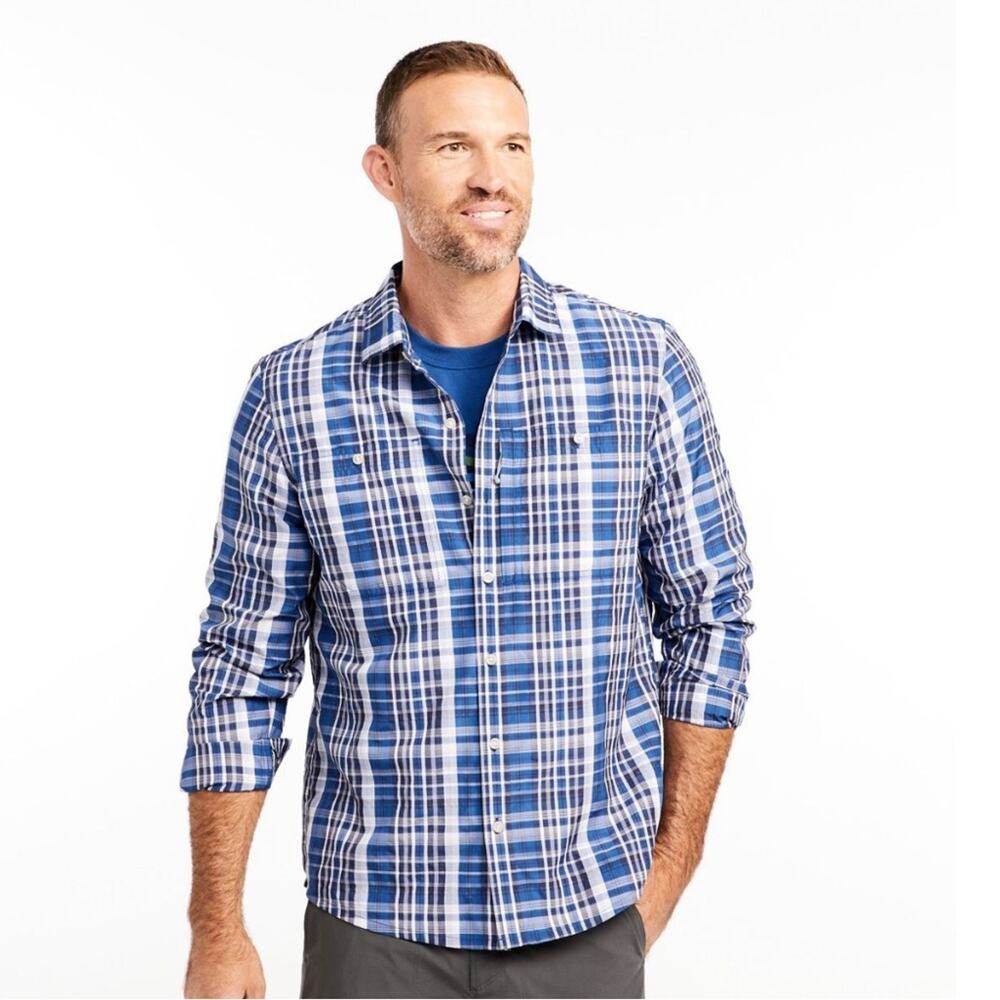 L.L. Bean Sun Smart Cool Weave Button Down Shirt